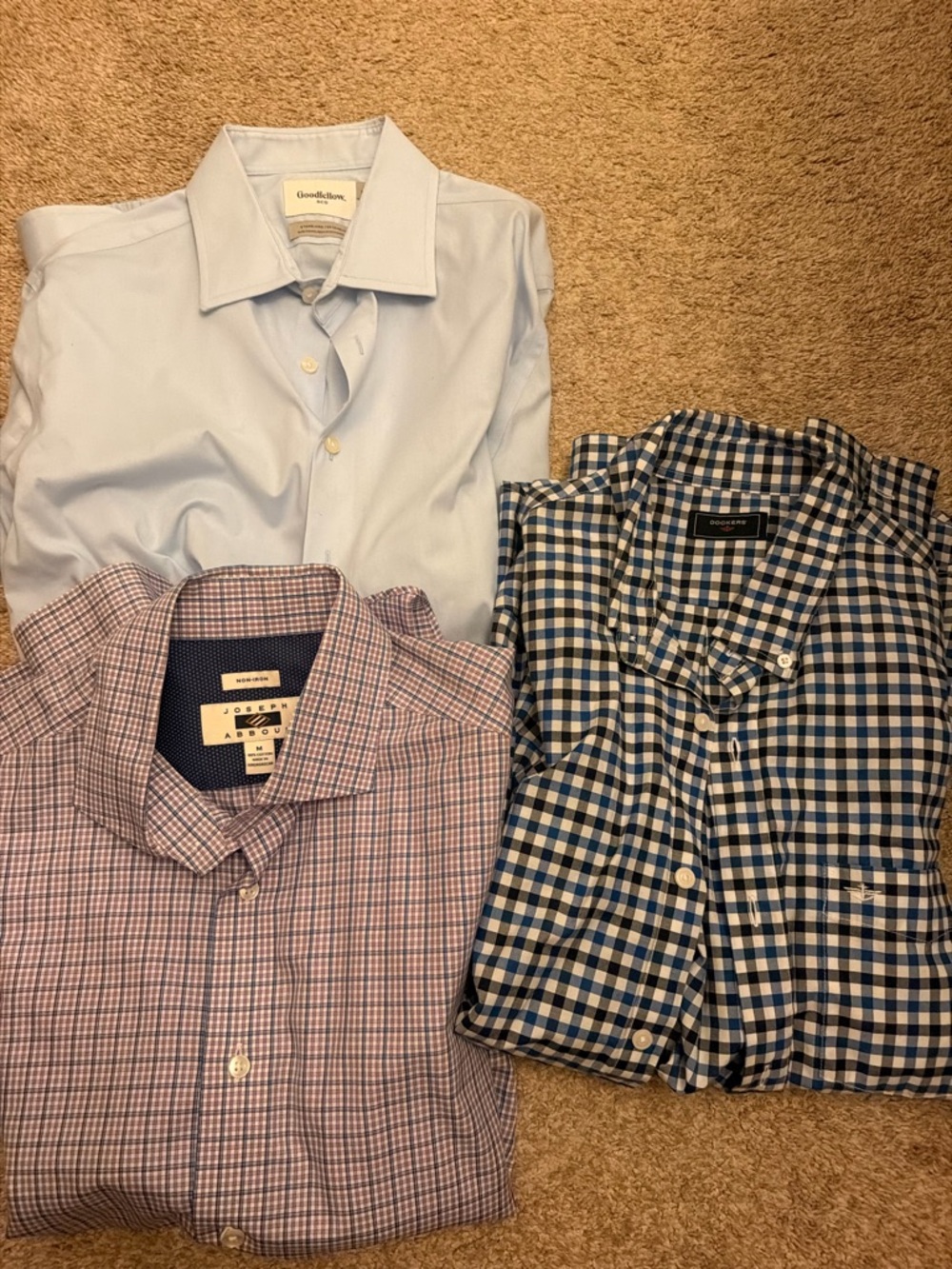 Joseph Abboud Blue and White Gingham Casual Button-Down Shirt